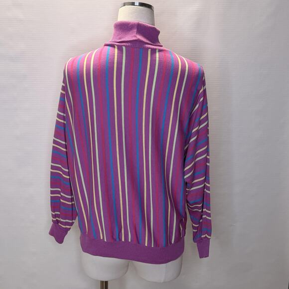 Vintage Ginni's Girl Sweater Womens Large Dolman Striped Mock Neck Made USA 80s - Picture 3 of 8